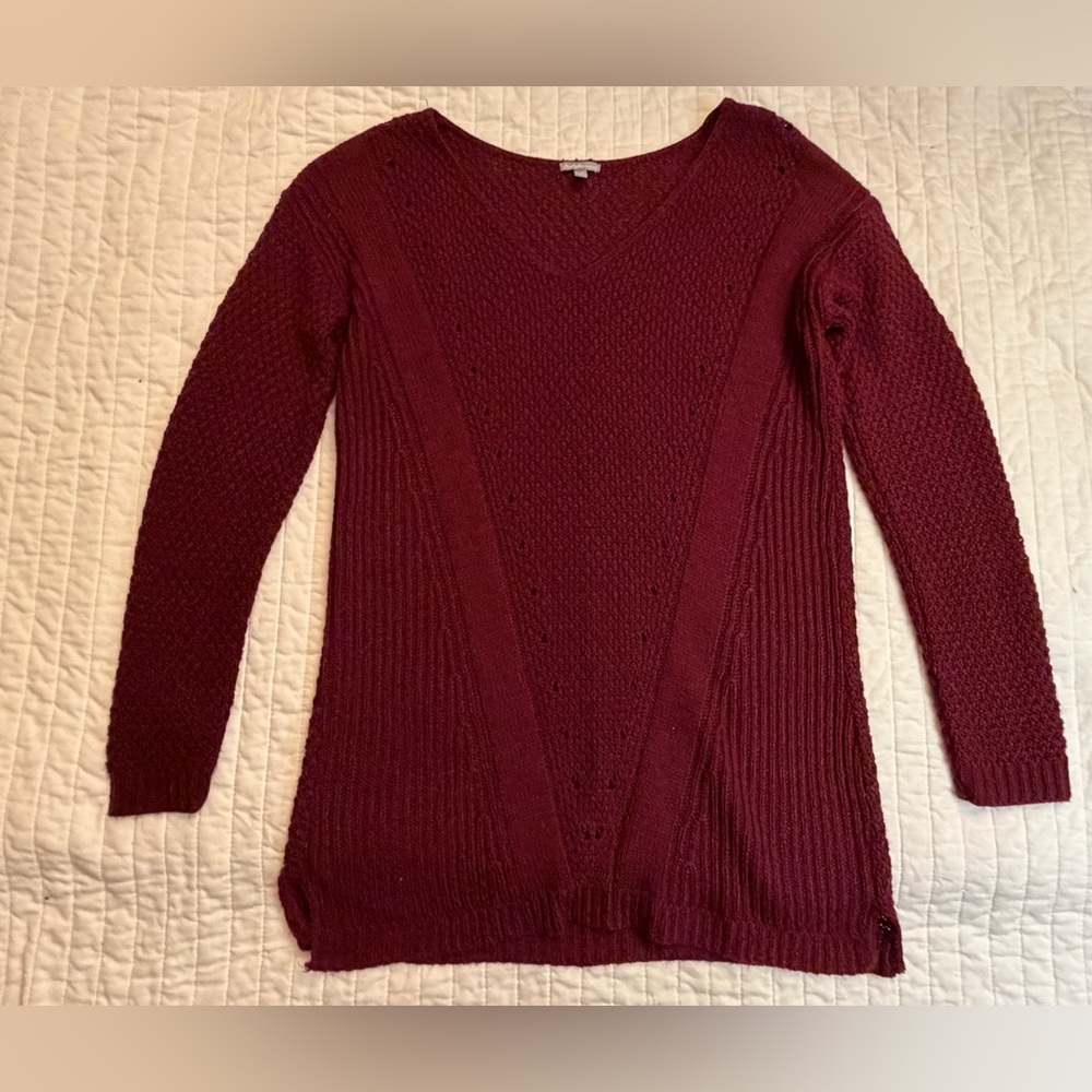 Charlotte Russe Burgundy Solid Long Sleeve Sweater
